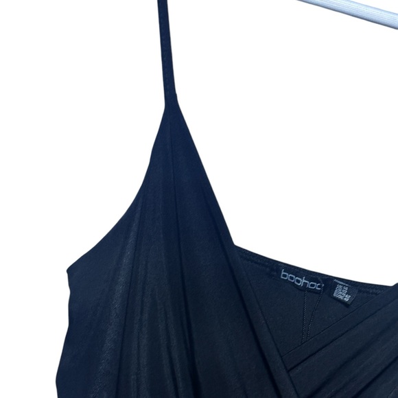 DISCO SLINKY WRAP DRAPE DRESS Black Jersey Feel Size 10 - Picture 13 of 16